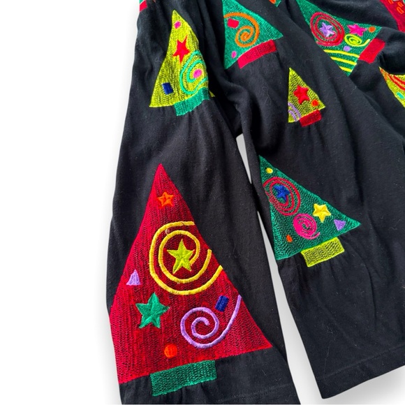 Vintage Michael Simon Lite Christmas Tree Appliqué Cardigan Size 2X - Picture 2 of 6